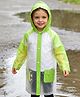 Babyhug Full Sleeves Raincoat With Dino Print - Green