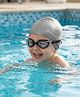 Pine Kids Swimming Goggles and Cap Set with Adjustable Fit- Black & White