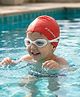 Pine Kids Swimming Goggles and Cap Set with Adjustable Fit- White & Red