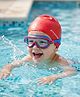 Pine Active Swimming Goggles and Cap Set with Adjustable Fit- Red & Blue