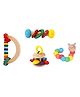 MUREN Wooden Baby Rattle Toy Set  Handheld Teether Shaker with Colorful Beads & Rolling Sound  Montessori Sensory Toy for Infants & Toddlers (Random 2 Designs)