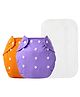 The Cheeky Kidzz 2 Baby Adjustable & Washable Reusable Cloth Diapers With 2 Absorbent White Insert Pads Wet-Free For New Borns/Toddlers/Infants (Orange, Purple)