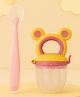 The Cheeky Kidzz Baby Ultra-Soft Food-Grade Silicone Spoon With Fresh Fruit Vegetable Food Feeder Nibbler For Babies BPA Free (Pink)