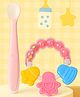 The Cheeky Kidzz Baby Ultra-Soft Food-Grade Silicone Spoon With Ring Shape Baby Rattle Teething Toy For Babies BPA Free (PINK)