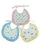 Tinny Tots Baby Pack of 3 Fast Drying Knot Style Frills Print Closure Feeding Bibs Aprons Double Layers For Everyday Use 0 To 12 Months Babies (ASSORTED DESIGNS)