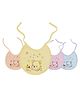 Tinny Tots Baby Pack of 4 Fast Drying Knot Style Closure Face Print Feeding Bibs Aprons Double Layers For Everyday Use 0 to 3 Years Babies (ASSORTED DESIGNS)