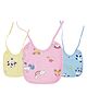 Tinny Tots Baby Pack of 3 Fast Drying Knot Style Closure Cartoon Design Feeding Bibs Aprons Double Layers For Everyday Use 0 To 12 Months Babies (ASSORTED DESIGNS)