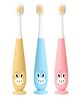 Tinny Tots Baby Pack of 3 Ultra Soft Bristles Training Bunny Print Toothbrush For Gentle and Complete Oral Cleaning 360-Degree Easy Grip Tooth Brush 1 to 10 Years BPA Free