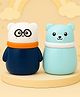 The Cheeky Kidzz Pack Of 2 Baby Skin Care Powder Puff Box In A Cute Cartoon Bear Design Holder Container Leakproof For Babies/Toddlers/New Born (Panda, Blue)