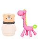 The Cheeky Kidzz Baby Skin Care Powder Puff Box In A Cute Design Holder Container Leakproof With Baby Soft Silicone Giraffe Shape Teething Toy BPA Free