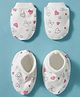 Doodle Poodle 100% Cotton Interlock Knit Mittens & Booties Set with Animal Print - Pink & White
