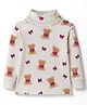 Babyhug Knitted Full Sleeves Turtle Neck Winter T-Shirt With Teddy Bear Print - Beige