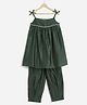 Charkhee Chanderi Woven Sleeveless Lace Embellished Kurti Salwar Set - Deep Green