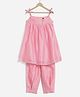 Charkhee Chanderi Woven Sleeveless Lace Embellished Kurti Salwar Set - Light Pink