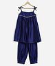 Charkhee Chanderi Woven Sleeveless Lace Embellished Kurti Salwar Set - Sapphire Blue