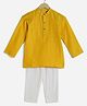 Charkhee Chanderi Woven Full Sleeves Solid Kurta & Pant Set - Yellow