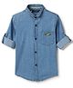 Tales & Stories Cotton Woven Full Sleeves Solid Shirt - Blue
