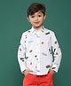 Tales & Stories Cotton Woven Full Sleeves Game Theme Shirt - White