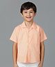 Tales & Stories Cotton Woven Half Sleeves Textured Shirt - Peach