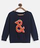 Tales & Stories Cotton Knit Full Sleeves Brand Logo Printed Light Winter Sweatshirt - Navy Blue