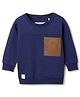 Tales & Stories Cotton Knit Full Sleeves Typography Back Printed Light Winter Sweatshirt - Navy Blue