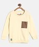 Tales & Stories Cotton Knit Full Sleeves Typography Back Text Printed Light Winter Sweatshirt - Cream
