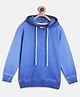 Tales & Stories Cotton Knit Full Sleeves Mild Washed Light Winter Hooded Sweatshirt - Royal Blue