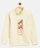 Tales & Stories Cotton Knit Full Sleeves Saturdays Chillin Text Printed Light Winter Sweatshirt - Off White
