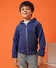 Tales & Stories Cotton Knit Full Sleeves Textured Light Winter Hooded Sweatshirt - Navy Blue