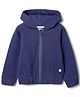 Tales & Stories Cotton Knit Full Sleeves Textured Light Winter Hooded Sweatshirt - Navy Blue