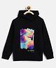 Tales & Stories Cotton Knit Full Sleeves Logical Colors Text Printed Hooded Light Winter Sweatshirt - Black