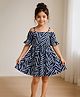 Tales & Stories Rayon Woven Half Bell Sleeves Abstract Printed Dress - Blue