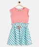 Tales & Stories Cotton Woven Sleeveless Striped & Flamingo Printed Dress - Multi Colour