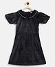 Tales & Stories Woven Half Sleeves Pearl Embellished Dress - Black