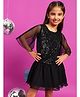 Tales & Stories Woven Three Fourth Bell Sleeves Sequins Embellished Dress - Black