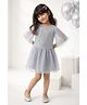 Tales & Stories Woven Three Fourth Bell Sleeves Sequins Embellished Dress - Grey