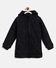 Tales & Stories Cotton Woven Full Sleeves Solid Winter Quilted Hooded Jacket - Black