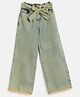 Tales & Stories Denim Woven Mild Washed Flared Jeans With Belt - Green