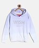 Tales & Stories Cotton Knit Full Sleeves Wish Text Printed Light Winter Hooded Sweatshirt - Lilac