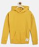 Tales & Stories Cotton Knit Full Sleeves Solid Hooded Sweatshirt - Mustard