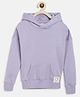 Tales & Stories Cotton Knit Full Sleeves Solid Hooded Sweatshirt - Lilac