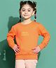 Tales & Stories Cotton Knit Full Sleeves Hello Text Printed Light Winter Sweatshirt - Orange