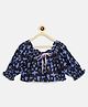 Tales & Stories Viscose Woven Three Fourth Peasant Sleeves Floral Printed Crop Top - Black & Blue