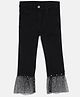 Tales & Stories Denim Woven Stars Foil Printed Net Detailed Trousers - Black