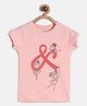 Tales & Stories Cotton Knit Half Sleeves Ballerinas Printed Tee - Pink