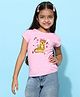 Tales & Stories Cotton Knit Half Sleeves Leopard Printed Tee - Light Pink