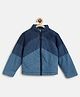Tales & Stories Cotton Woven Full Sleeves Colour Blocked Winter Unisex Quilted Jacket - Blue