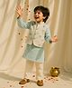 Tales & Stories Viscose Woven Full Sleeves Chevron Printed Kurta Pyjama With Nehru Jacket Set - Sky Blue