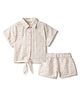Tales & Stories Viscose Woven Half Sleeves Checked & Birds Printed Shirt & Coordinating Shorts Set - Pink