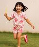 Tales & Stories Viscose Woven Half Sleeves Octopus Printed Coordinating Shirt & Shorts Set - Pink